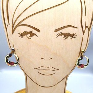 Vintage Flowers Cloisonne Dangle Earrings, Floral Enamel Circle Drop Clip On